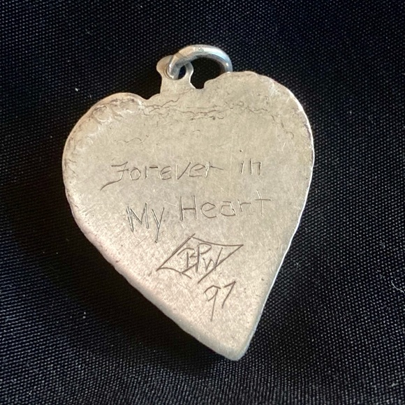 Fossil mammoth scrimshaw heart pendant sterling set rare valentine 💘 gift - Picture 2 of 5